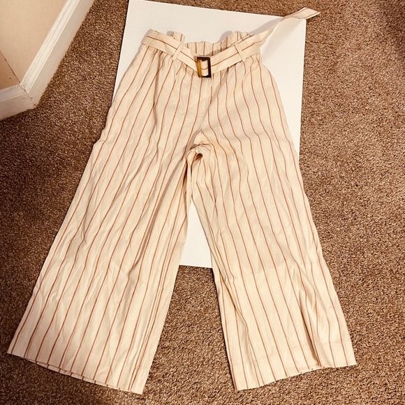 J. Jill Linen Comfy Stretch Striped Peach Pants Size Large - Picture 6 of 9